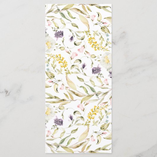 Spring Boho Wildflower Pampas Wedding Menu (Achterkant)