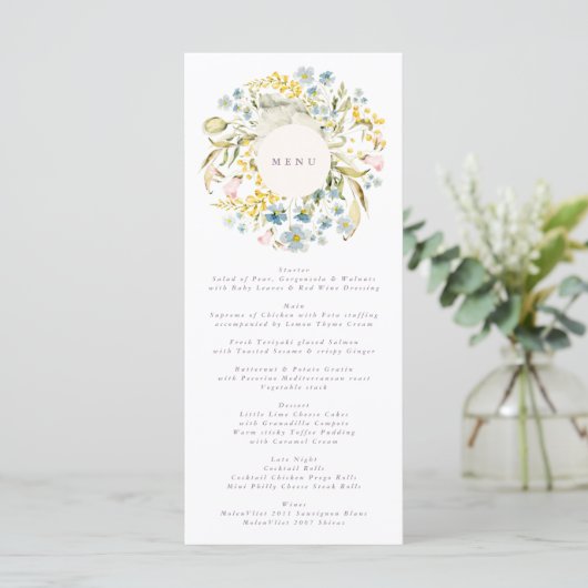 Spring Boho Wildflower Pampas Wedding Menu (Staand voorkant)