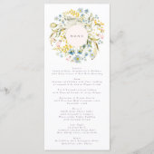 Spring Boho Wildflower Pampas Wedding Menu (Voorkant)