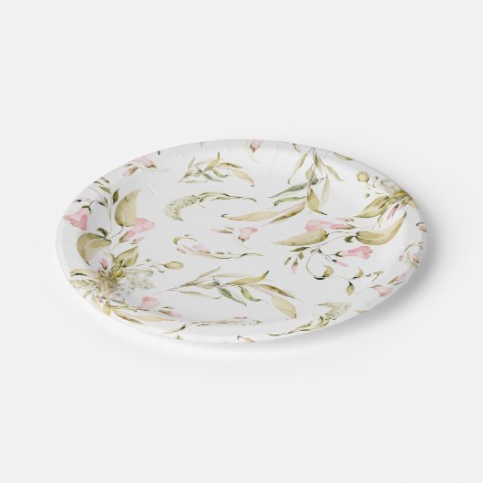 Spring Boho Wildflower Pampas Wedding Papieren Bordje (Gekanteld)