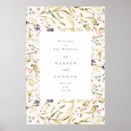Spring Boho Wildflower Pampas Wedding Poster