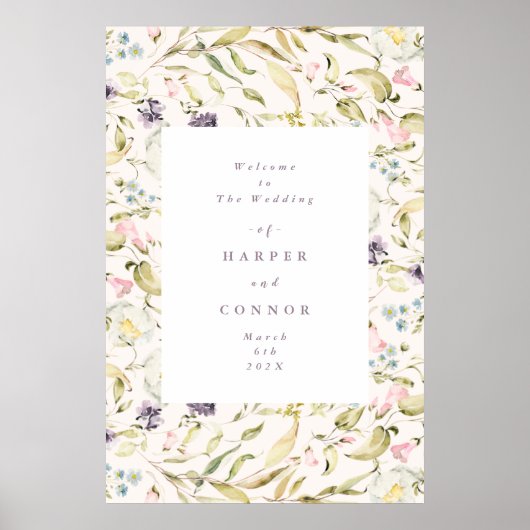 Spring Boho Wildflower Pampas Wedding Poster (Voorkant)