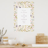 Spring Boho Wildflower Pampas Wedding Poster (Keuken)