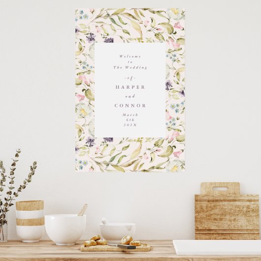 Spring Boho Wildflower Pampas Wedding Poster (Keuken)