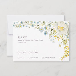 Spring Boho Wildflower Pampas Wedding RSVP Kaartje