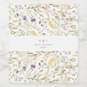 Spring Boho Wildflower Pampas Wedding Wijn Etiket (Enkel label)