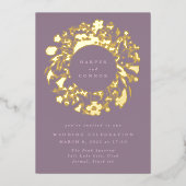 Spring Boho Wildflower Pampas Wreath Wedding Folie Uitnodiging (Voorkant)