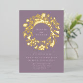 Spring Boho Wildflower Pampas Wreath Wedding Folie Uitnodiging (Staand Voorkant)