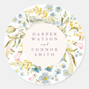 Spring Boho Wildflower Pampas Wreath Wedding Ronde Sticker