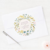 Spring Boho Wildflower Pampas Wreath Wedding Ronde Sticker (Envelop)