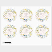 Spring Boho Wildflower Pampas Wreath Wedding Ronde Sticker (Vel)