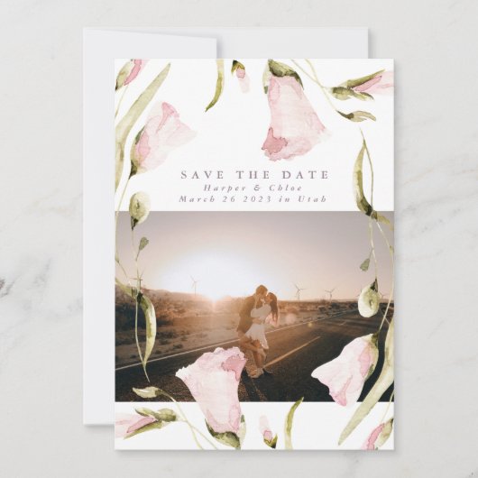 Spring Bold Wildflower Boho Photo Wedding Save The Date (Voorkant)