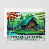 *~* Spring Bossen Cabin Kleurrijke Fantasy Art AP4 Briefkaart (Voorkant / Achterkant)