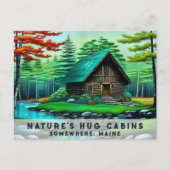 *~* Spring Bossen Cabin Kleurrijke Fantasy Art AP4 Briefkaart (Voorkant)