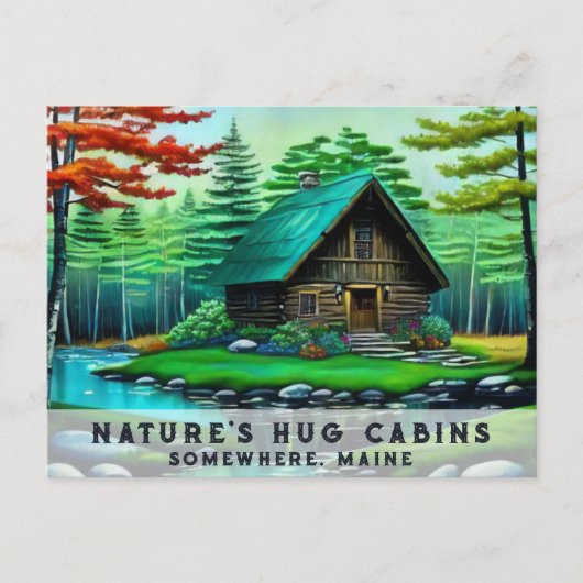 *~* Spring Bossen Cabin Kleurrijke Fantasy Art AP4 Briefkaart (Voorkant)
