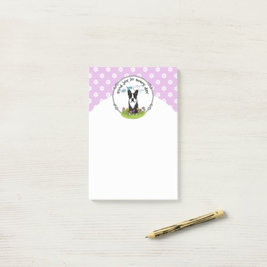 Spring Boston Terrier (zwarte hond) Post-it® Notes (Op bureau)