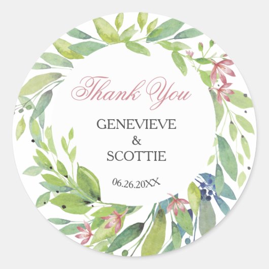 Spring Botanical Blush Pink Weddenschap Bedankt Ronde Sticker (Voorkant)