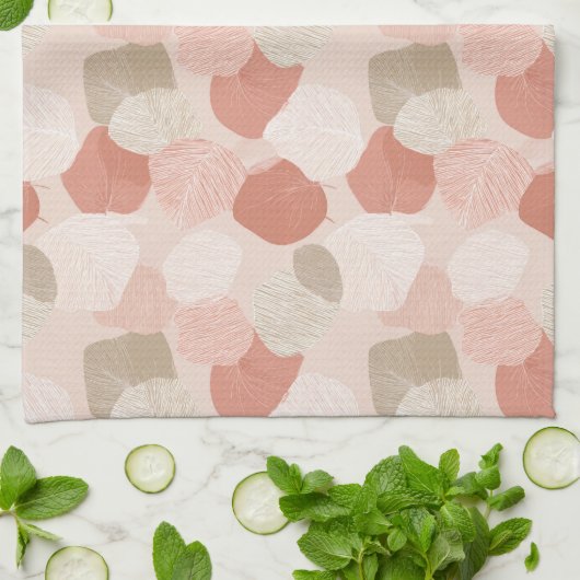 Spring Botanical Blush Sage Leaves Kitchen Towels Theedoek (Gevouwen)