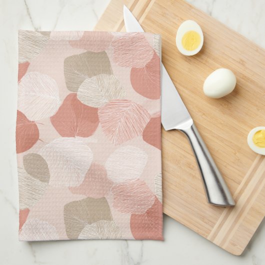 Spring Botanical Blush Sage Leaves Kitchen Towels Theedoek (Quarter Fold)