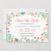 Spring Botanical Floral Turquoise | Datum opslaan Save The Date (Voorkant)
