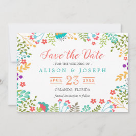 Spring Botanical Floral Turquoise | Datum opslaan Save The Date