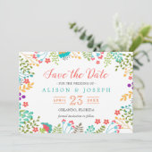 Spring Botanical Floral Turquoise | Datum opslaan Save The Date (Staand voorkant)