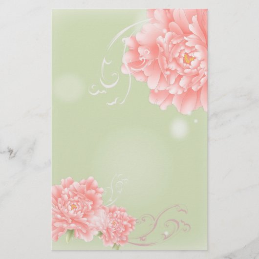 Spring Botanical mint roze pony bruiloft Briefpapier (Voorkant)