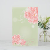 Spring Botanical mint roze pony bruiloft Briefpapier (Staand voorkant)