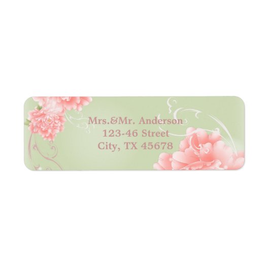 Spring Botanical mint roze pony bruiloft Etiket (Voorkant)