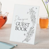 Spring botanische lijn art mono gastenboek reclamebord met voetstuk (Insitu)