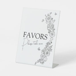 Spring botanische lijn art mono gunsten reclamebord met voetstuk