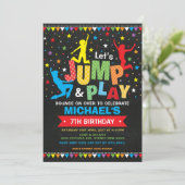 Spring, Bounce, Play! Trampoline Birthday Party Kaart (Staand voorkant)