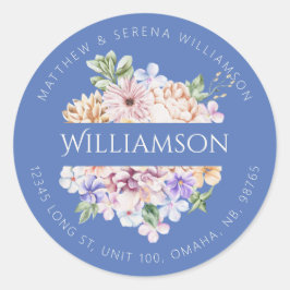 Spring Bouquet Blue Classic Ronde Sticker