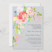 Spring Bouquet Border Formal Wedding Kaart (Voorkant)