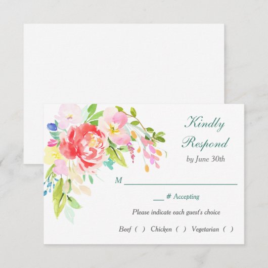 Spring Bouquet Border Rehearsal Dinner RSVP (Voorkant / Achterkant)