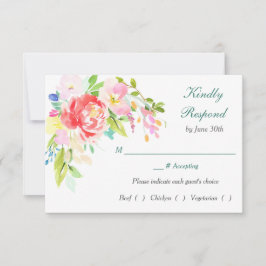 Spring Bouquet Border Rehearsal Dinner RSVP Kaartje