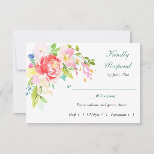 Spring Bouquet Border Rehearsal Dinner RSVP Kaartje (Voorkant)
