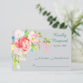 Spring Bouquet Border Wedding RSVP (Staand voorkant)
