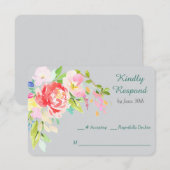 Spring Bouquet Border Wedding RSVP Kaartje (Voorkant / Achterkant)
