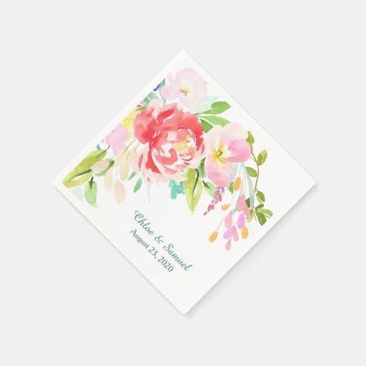 Spring Bouquet Border Wedding Servet (Hoek)