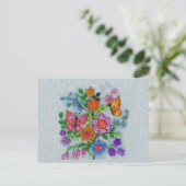 Spring Bouquet Flowers Butterflies Briefkaart (Staand voorkant)
