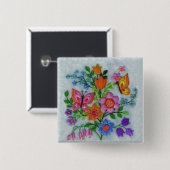 Spring Bouquet Flowers Butterflies Vierkante Button 5,1 Cm (Voorkant /achterkant)