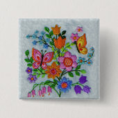 Spring Bouquet Flowers Butterflies Vierkante Button 5,1 Cm (Voorkant)