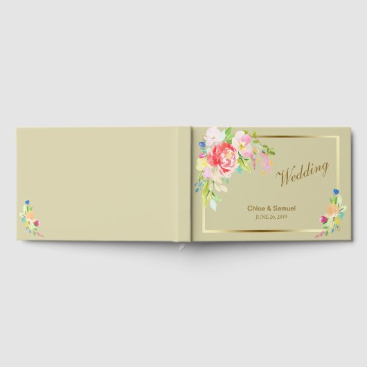 Spring Bouquet Gold Lijst Wedding Gastenboek (Volledig)
