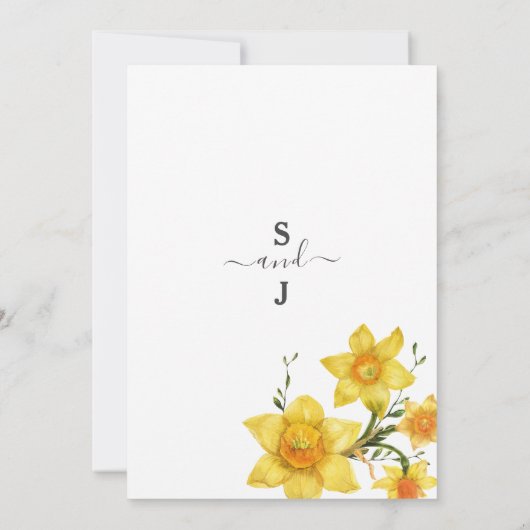 Spring bouquet golden daffodibloemen bruiloft kaart (Achterkant)