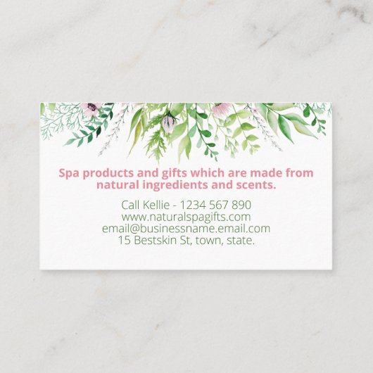 Spring Bouquet Handmade Bath Soak Body Butter Soap Visitekaartje (Achterkant)