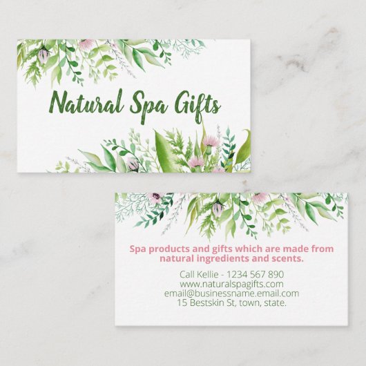 Spring Bouquet Handmade Bath Soak Body Butter Soap Visitekaartje (Voorkant / Achterkant)