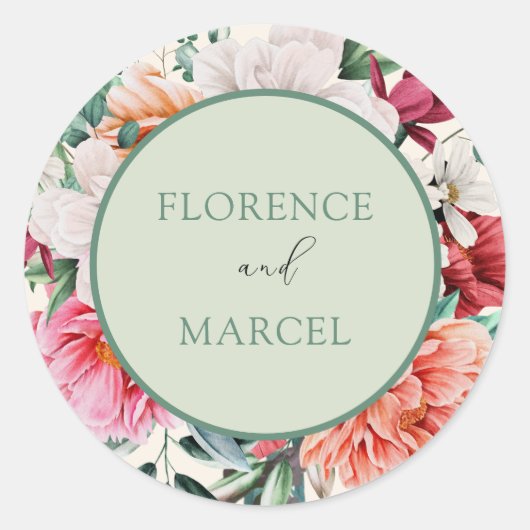 Spring Bouquet in Green and Ivory Wedding Sticker (Voorkant)