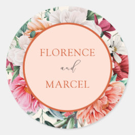 Spring Bouquet in Peach en Ivory Wedding Sticker
