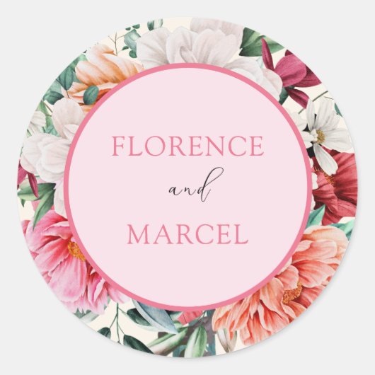 Spring Bouquet in Pink en Ivory Wedding Sticker (Voorkant)